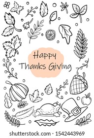 
hand drawing of thanks giving doodle element.