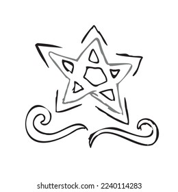 Hand drawing, this is a sketch illustration with the theme of the morning star.