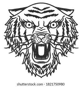 Hand drawing tiger head vector illustration. Drawing tiger head vector.