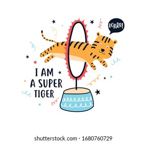 Hand drawing tiger illustration vector for print design.