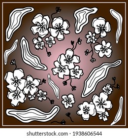 Hand drawing tile vintage black line floral pattern. Italian majolica style. Vector illustration. The best for your design, textiles, posters