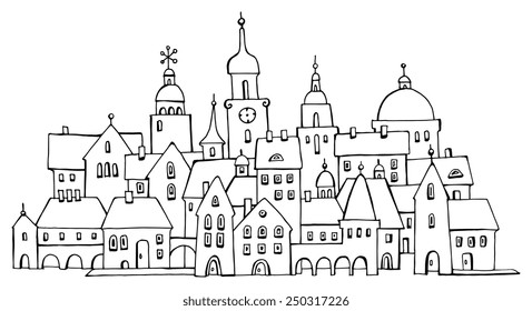 Hand drawing town