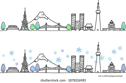 線画 東京タワー 街並み のイラスト素材 画像 ベクター画像 Shutterstock