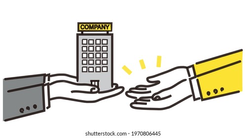 Hand drawing transfer and acquisition of business,hand over the company,vector illustration