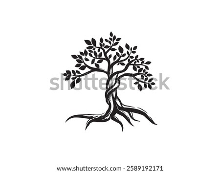 hand drawing tree black and white