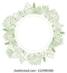 Hand drawing tropical wreath