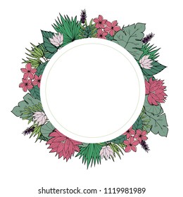 Hand drawing tropical wreath