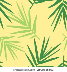 Hand Drawing Two Colors Abstract Tropical Exotic Leaves Repeating Vector Pattern Isolated Background	
