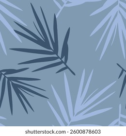 Hand Drawing Two Colors Abstract Tropical Exotic Leaves Repeating Vector Pattern Isolated Background	
