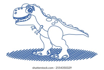 hand drawing of a tyrannosaurus rex dinosaur, illustration in notebook doodle style, vector illustration.