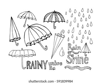 hand drawing umbrella   rain