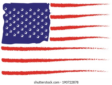 Hand drawing USA flag
