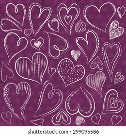  hand drawing valentines heart, vector illustration