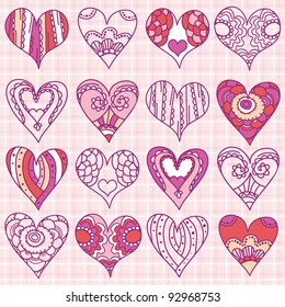  hand drawing valentines heart, vector illustration