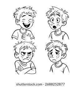 Dibujo a mano de varias expresiones del cuerpo