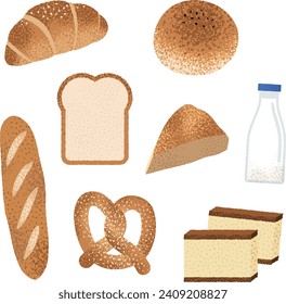 hand drawing various bread illustrations