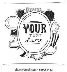 Hand Drawing Various Speech Bubbles Doodle set . Comic Speech Bubble
