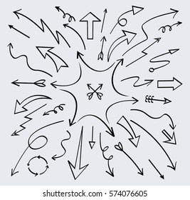 Hand drawing vector arrow collection . Vector illustration