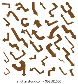 Hand drawing vector Brown arrow collection isolated on white background