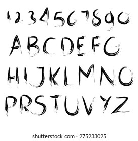 hand drawing vector brush alphabet