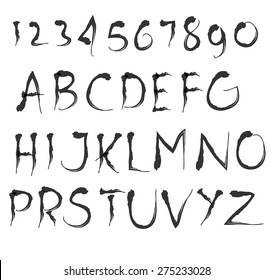 hand drawing vector brush alphabet
