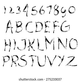 hand drawing vector brush alphabet