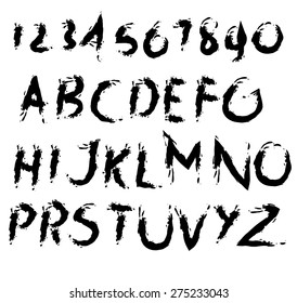 hand drawing vector brush alphabet