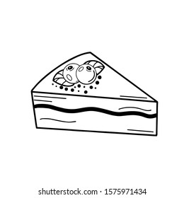 Hand drawing vector cake. Black and white illustration for cafe, coffee shop or restaurant menu