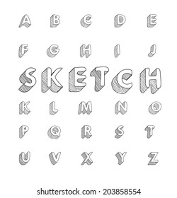 hand drawing vector doodle sketch alphabet