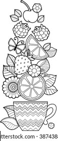 Hand drawing vector elements. A cup of herbal tea for a good day.