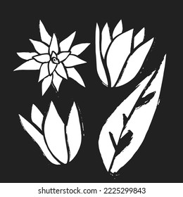 Hand drawing vector flowers in Woodcut Style