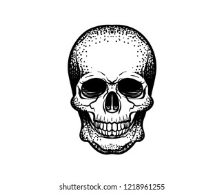 Hand Drawing Vector Human Tribal Skull Sign Symbol Icon Logo Template Design Inspiration
