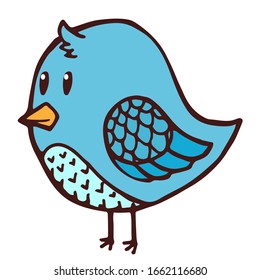 Hand drawing vector illustration. Cute cartoon bird. Funny character. Minimalistic design.