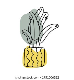 Ilustración vectorial manual estilo doodle con planta de casa, formas de balance geométrico para diseño decorativo. Resumen de ilustraciones de estilo escandinavo. 