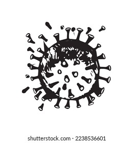 Hand drawing vector illustration eps coronavirus Black and white Virus Covid-19 sketch isolated on white background 