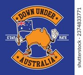 Hand Drawing Vector Illustration in Patch Design Style Down Under