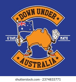 Hand Drawing Vector Illustration in Patch Design Style Down Under