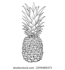 Hand drawing vector illustration of pineapple. 
