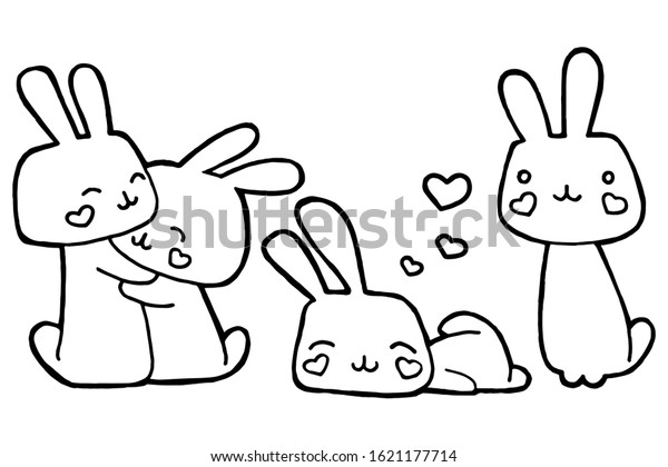 hand drawing vector illustration set rabbits stock vector