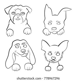 Hand drawing vector illustration of Sketch funny dogs for label, stamp, print, logo and postcard. 