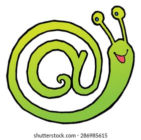 hand drawing vector illustration snail at-sign shaped