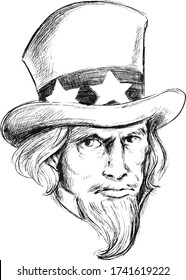 Hand drawing Vector Illustration Of Uncle Sam Portrait