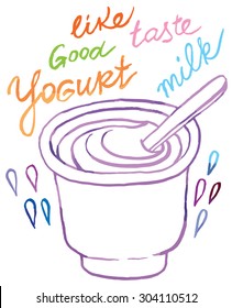 hand drawing vector illustration of yogurt  