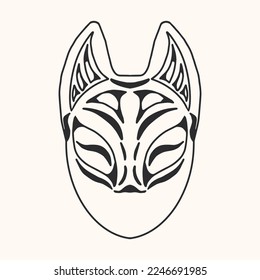 hand drawing vector japanese mask 