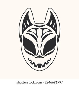 hand drawing vector japanese mask 