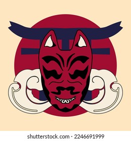 hand drawing vector japanese mask 