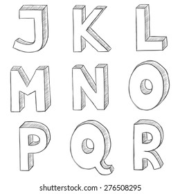 Hand drawing vector letters. Alphabet sketch. Vector illustration.