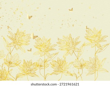 Mão desenhando vetor pastel flores em um fundo amarelo. Padrão têxtil para tecido, cama 