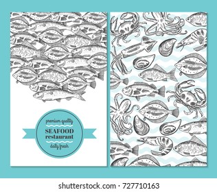 Hand drawing vector seafood illustrations for restaurant menus