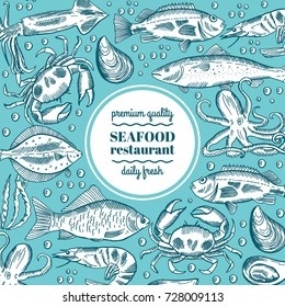 Hand drawing vector seafood illustrations for restaurant menus